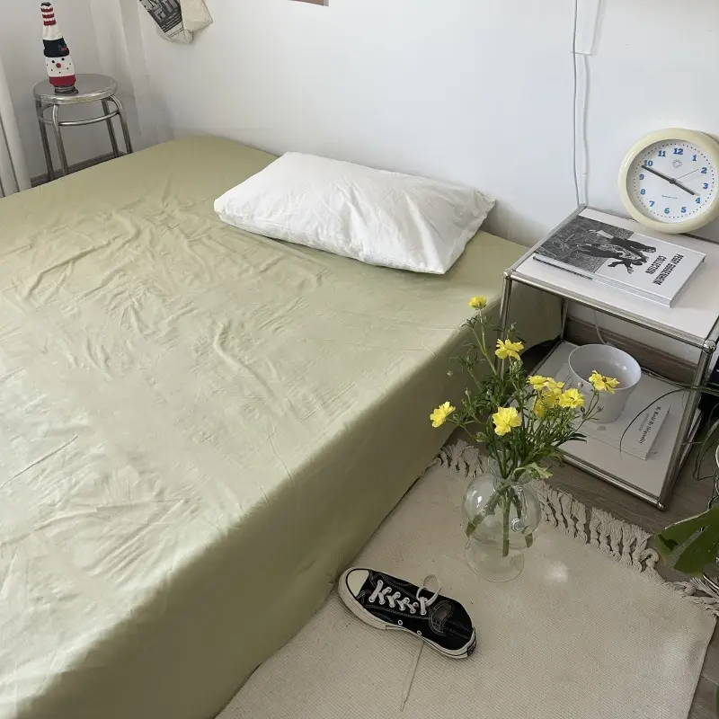 Ins Pure Color Simple Pure Cotton Single Piece Bed Sheets Pure Cotton Single Product Bed Sheets 1.8 Fitted Bed Sheets Mattress Protector Bed Cover Wholesale — feature 28