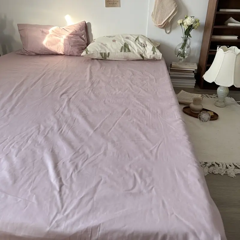Ins Pure Color Simple Pure Cotton Single Piece Bed Sheets Pure Cotton Single Product Bed Sheets 1.8 Fitted Bed Sheets Mattress Protector Bed Cover Wholesale — feature 33
