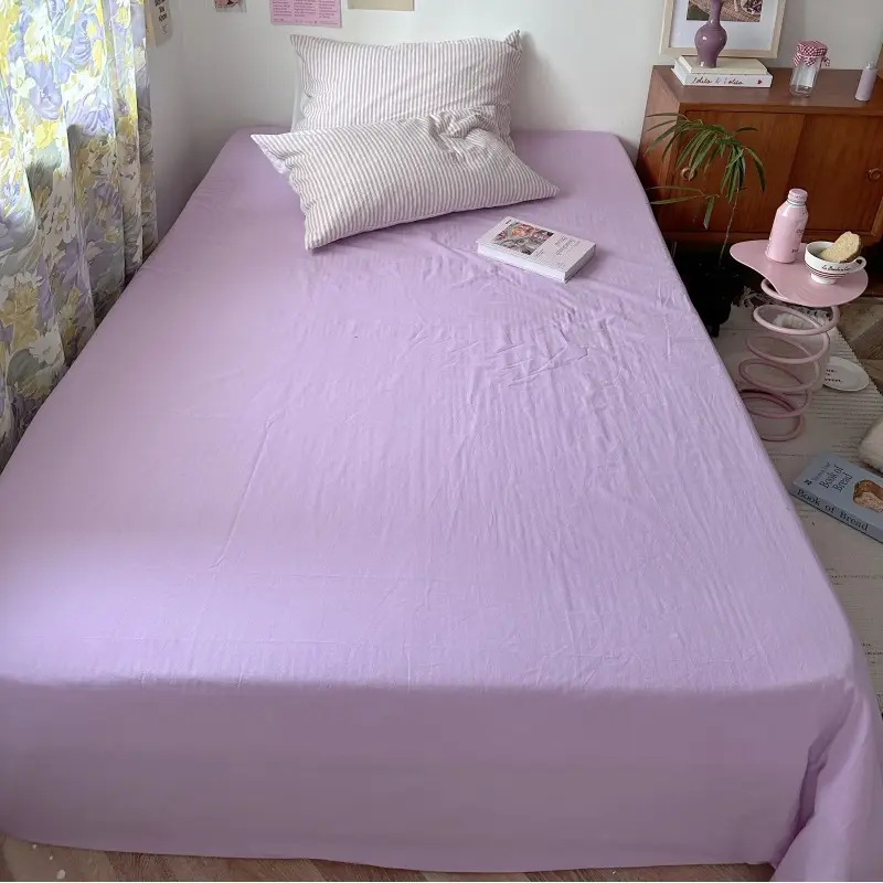 Ins Pure Color Simple Pure Cotton Single Piece Bed Sheets Pure Cotton Single Product Bed Sheets 1.8 Fitted Bed Sheets Mattress Protector Bed Cover Wholesale — feature 44