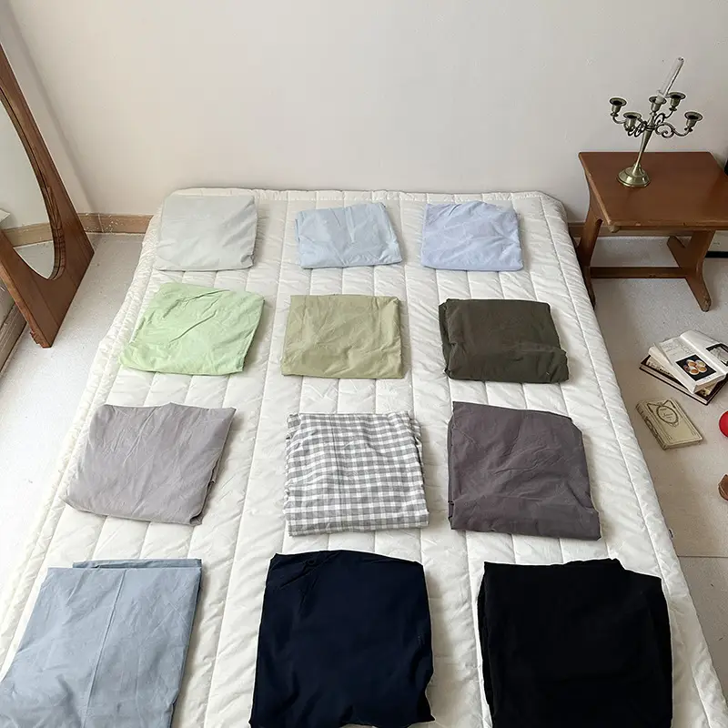 Ins Pure Color Simple Pure Cotton Single Piece Bed Sheets Pure Cotton Single Product Bed Sheets 1.8 Fitted Bed Sheets Mattress Protector Bed Cover Wholesale — feature 5
