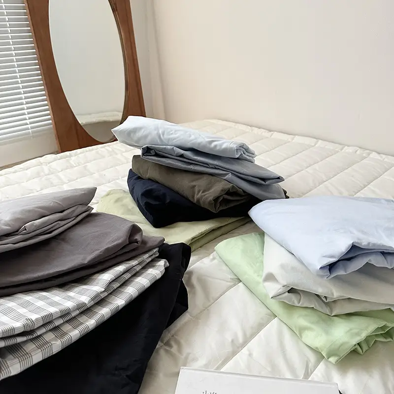 Ins Pure Color Simple Pure Cotton Single Piece Bed Sheets Pure Cotton Single Product Bed Sheets 1.8 Fitted Bed Sheets Mattress Protector Bed Cover Wholesale — feature 7
