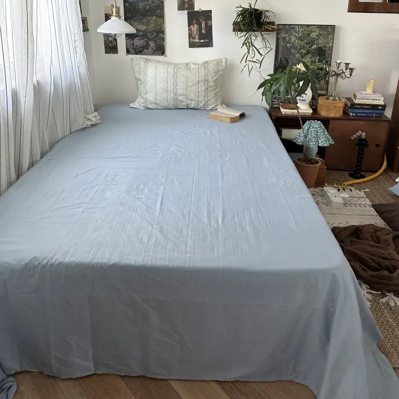 Ins Pure Color Simple Pure Cotton Single Piece Bed Sheets Pure Cotton Single Product Bed Sheets 1.8 Fitted Bed Sheets Mattress Protector Bed Cover Wholesale