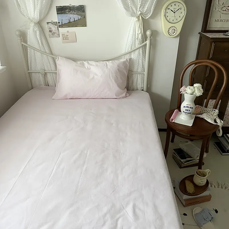 Ins Pure Color Simple Pure Cotton Single Piece Bed Sheets Pure Cotton Single Product Bed Sheets 1.8 Fitted Bed Sheets Mattress Protector Bed Cover Wholesale
