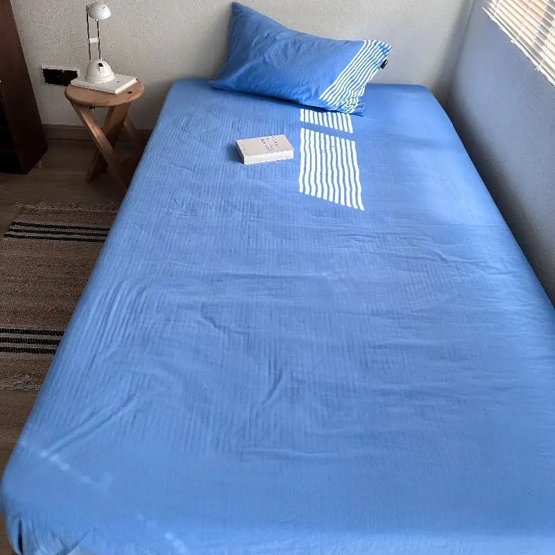 Ins Pure Color Simple Pure Cotton Single Piece Bed Sheets Pure Cotton Single Product Bed Sheets 1.8 Fitted Bed Sheets Mattress Protector Bed Cover Wholesale