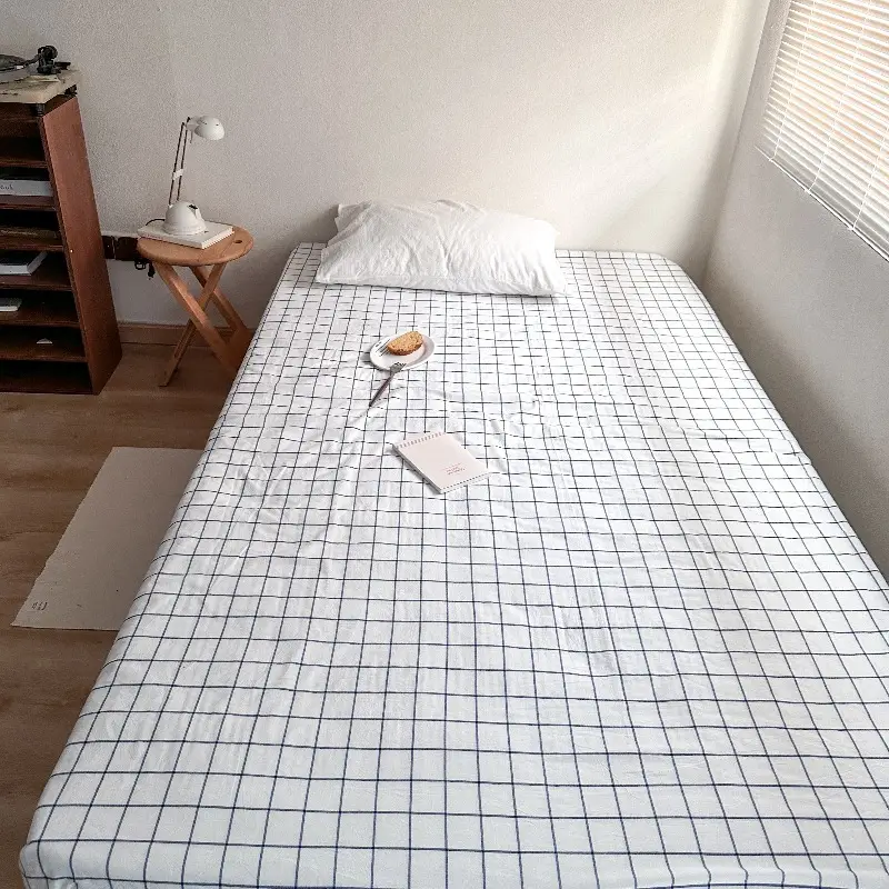 Ins Pure Color Simple Pure Cotton Single Piece Bed Sheets Pure Cotton Single Product Bed Sheets 1.8 Fitted Bed Sheets Mattress Protector Bed Cover Wholesale