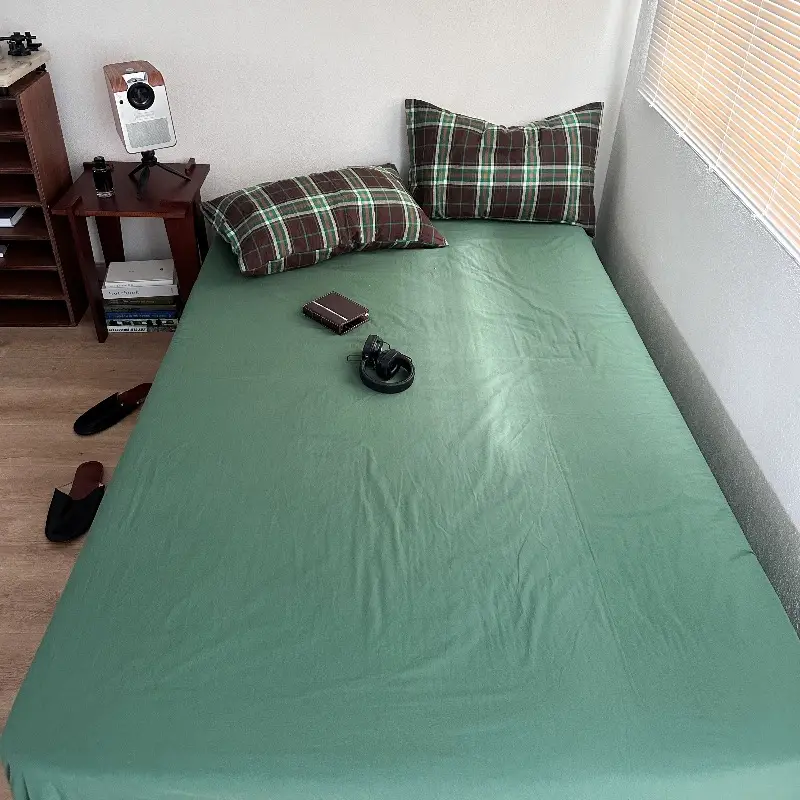 Ins Pure Color Simple Pure Cotton Single Piece Bed Sheets Pure Cotton Single Product Bed Sheets 1.8 Fitted Bed Sheets Mattress Protector Bed Cover Wholesale