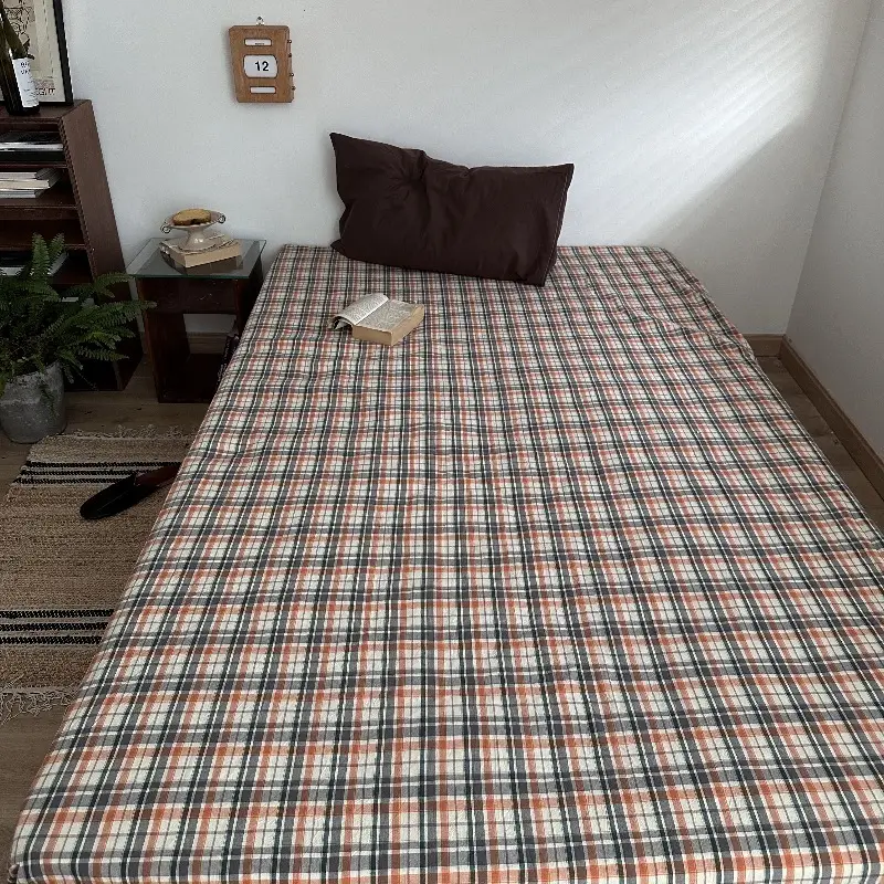Ins Pure Color Simple Pure Cotton Single Piece Bed Sheets Pure Cotton Single Product Bed Sheets 1.8 Fitted Bed Sheets Mattress Protector Bed Cover Wholesale