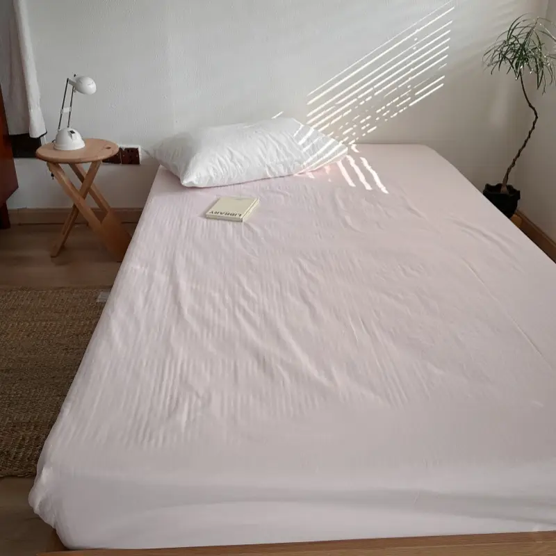 Ins Pure Color Simple Pure Cotton Single Piece Bed Sheets Pure Cotton Single Product Bed Sheets 1.8 Fitted Bed Sheets Mattress Protector Bed Cover Wholesale