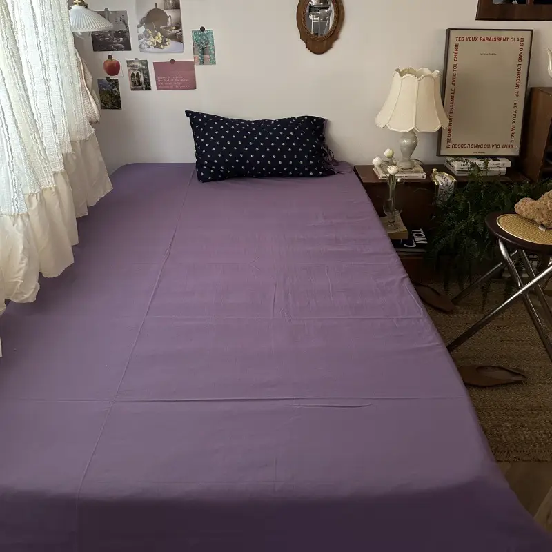 Ins Pure Color Simple Pure Cotton Single Piece Bed Sheets Pure Cotton Single Product Bed Sheets 1.8 Fitted Bed Sheets Mattress Protector Bed Cover Wholesale