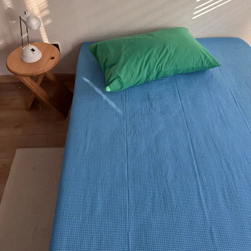 Ins Pure Color Simple Pure Cotton Single Piece Bed Sheets Pure Cotton Single Product Bed Sheets 1.8 Fitted Bed Sheets Mattress Protector Bed Cover Wholesale