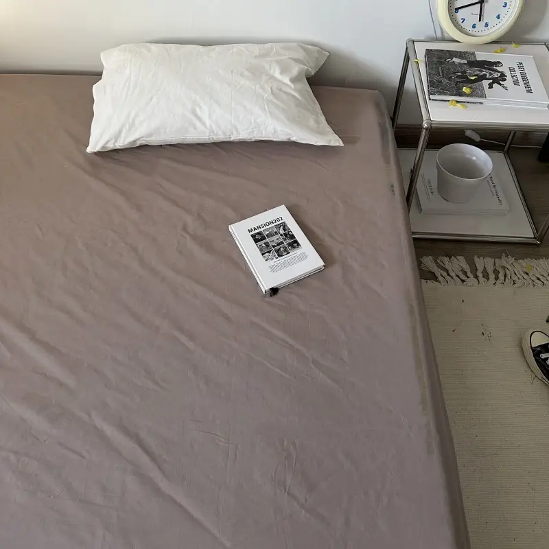 Ins Pure Color Simple Pure Cotton Single Piece Bed Sheets Pure Cotton Single Product Bed Sheets 1.8 Fitted Bed Sheets Mattress Protector Bed Cover Wholesale