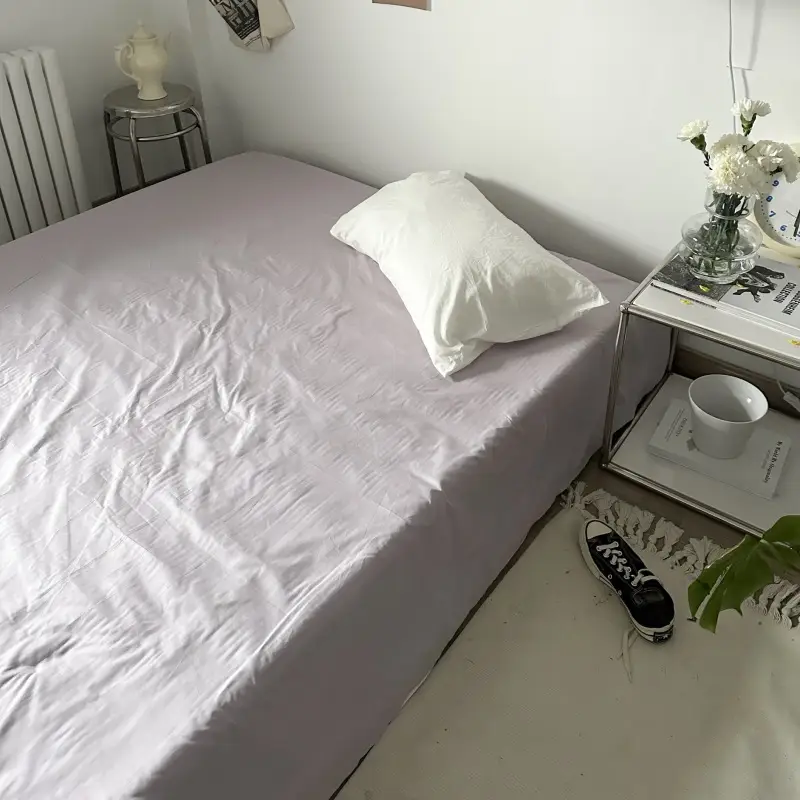 Ins Pure Color Simple Pure Cotton Single Piece Bed Sheets Pure Cotton Single Product Bed Sheets 1.8 Fitted Bed Sheets Mattress Protector Bed Cover Wholesale