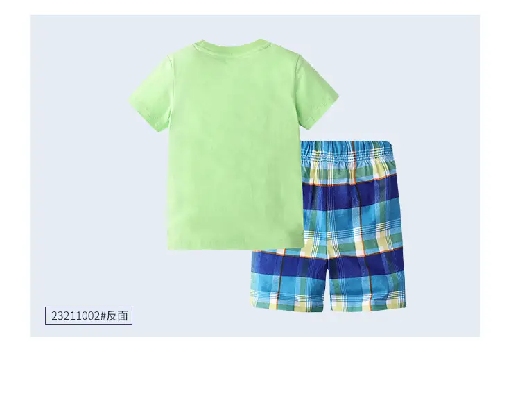 Boys Short T-Shirt Set Green Dinosaur Print 2025 — feature 9
