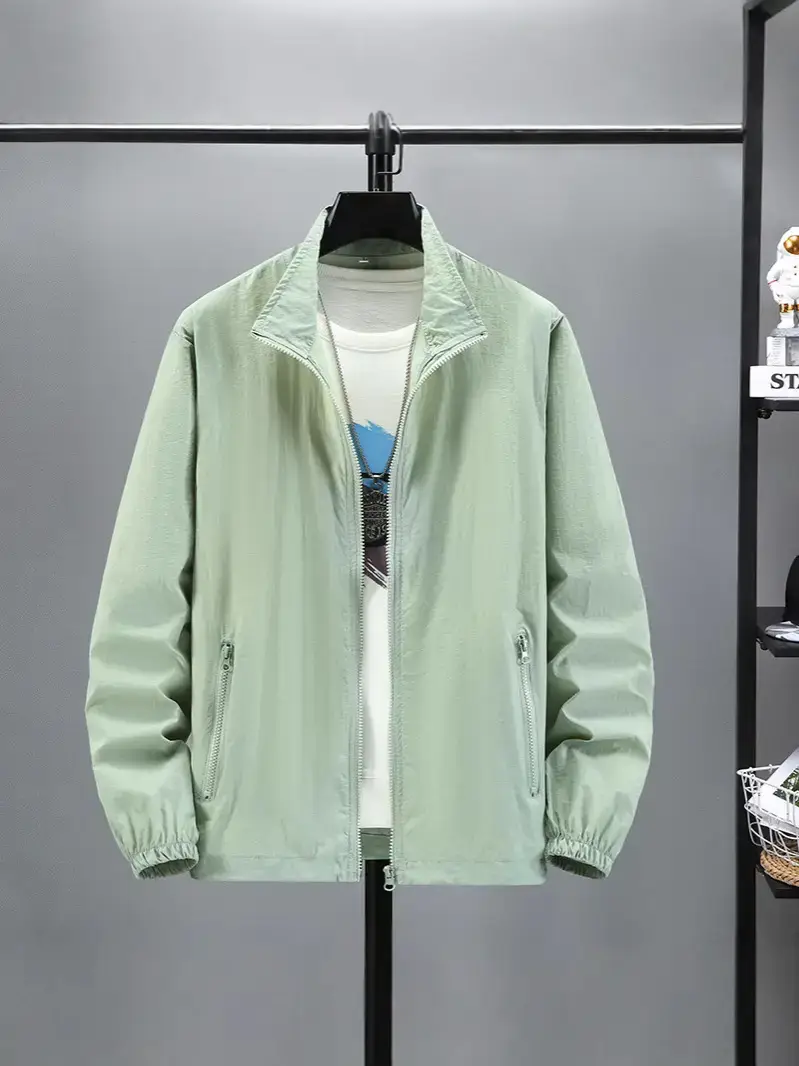 Men's Ultra-Light Ice Silk Jacket Green Large - Image 8