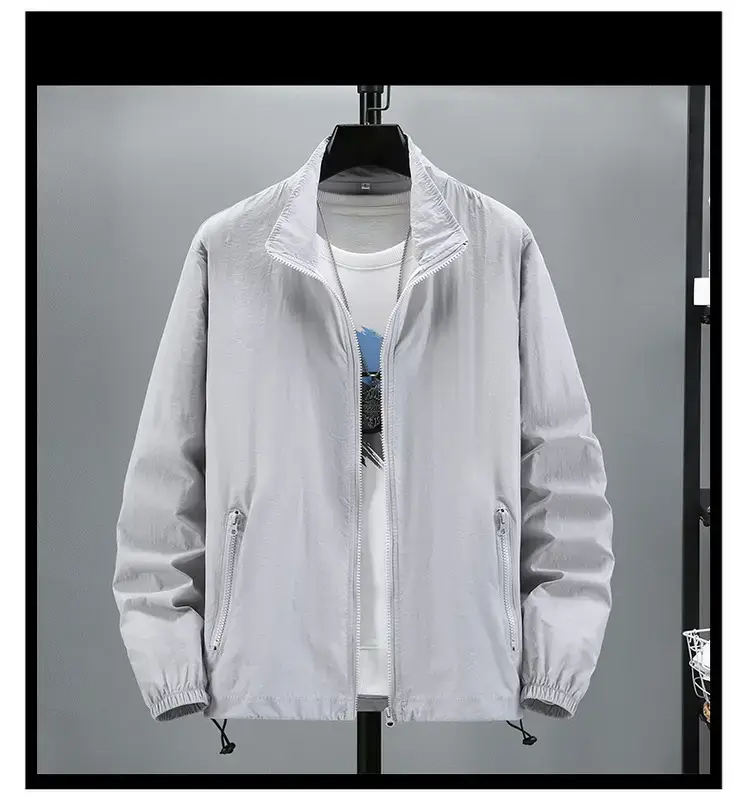 Men's Ultra-Light Ice Silk Jacket Green Large - Image 2