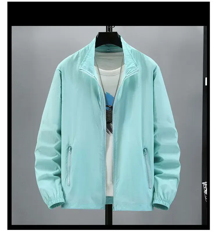 Men's Ultra-Light Ice Silk Jacket Green Large - Image 5
