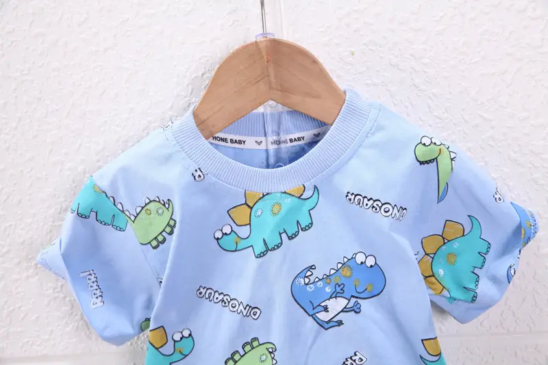 Baby Dinosaur T-Shirt & Shorts Set Cotton Blue White — feature 4