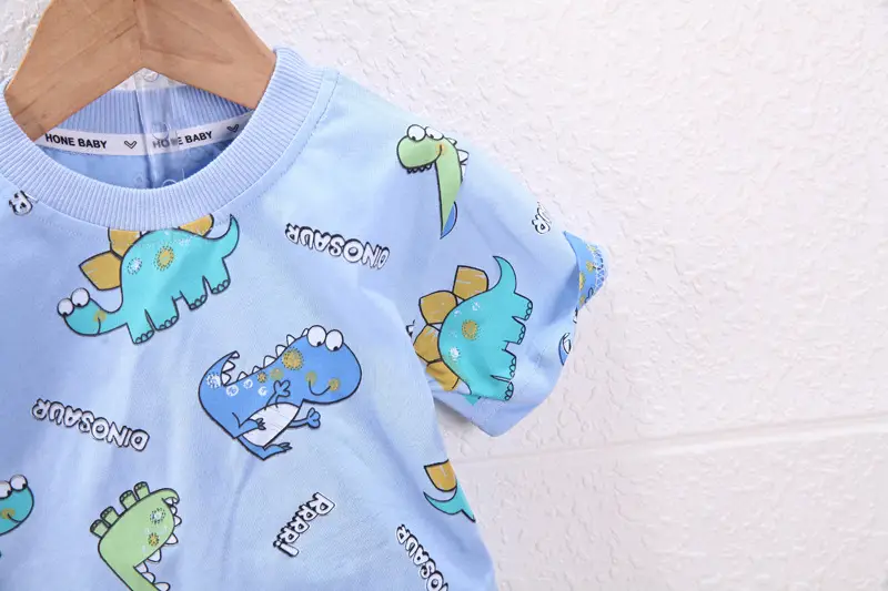 Baby Dinosaur T-Shirt & Shorts Set Cotton Blue White — feature 7