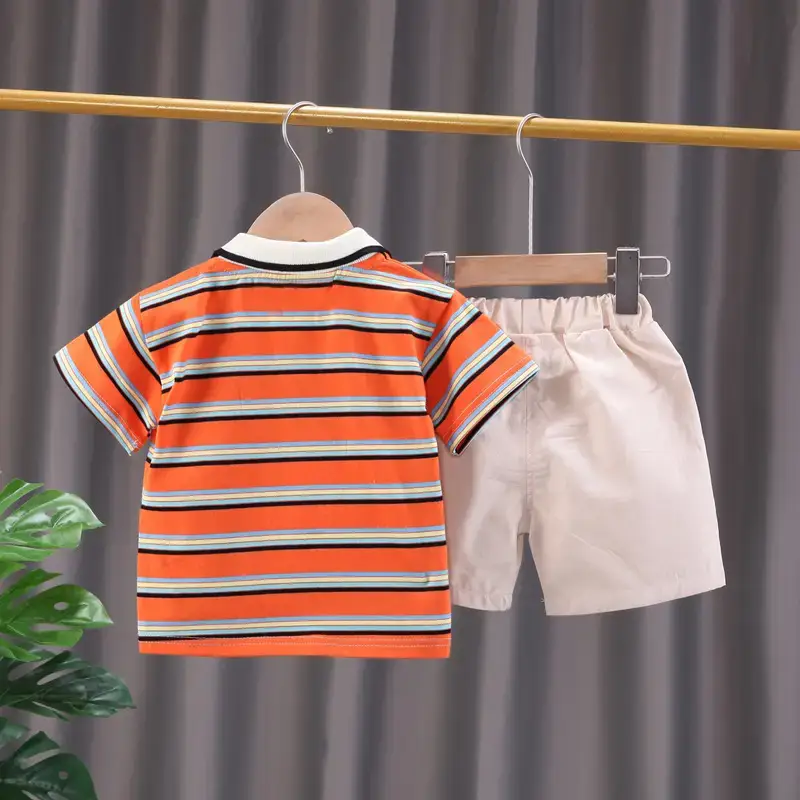 Children Cotton Striped T-Shirt Shorts Suit Summer Boys