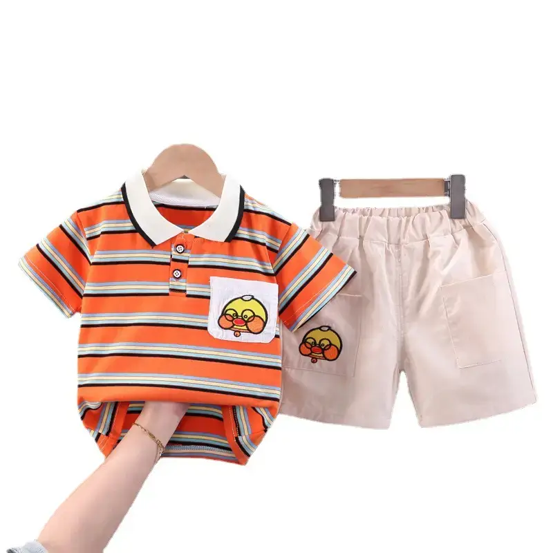 Children Cotton Striped T-Shirt Shorts Suit Summer Boys