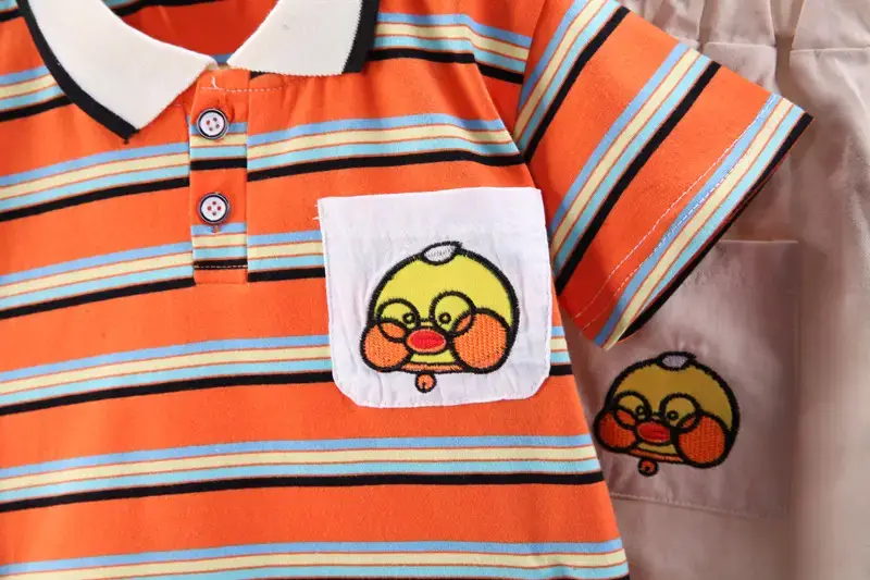 Children Cotton Striped T-Shirt Shorts Suit Summer Boys — feature 7
