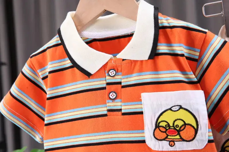 Children Cotton Striped T-Shirt Shorts Suit Summer Boys — feature 8