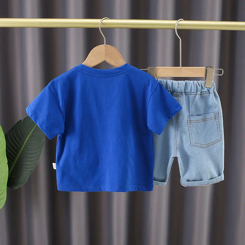 Boys T-shirt Shorts Set White Blue 1-5Yr - Image 5