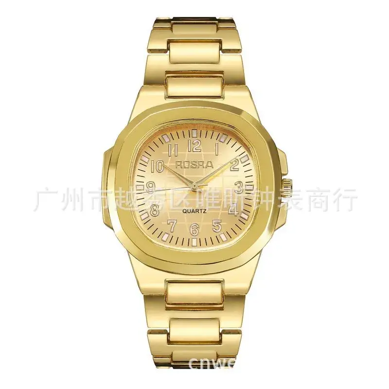 2023 ROSRA Men's Square Dial Quartz Watch Black Gold Strap - Image 2