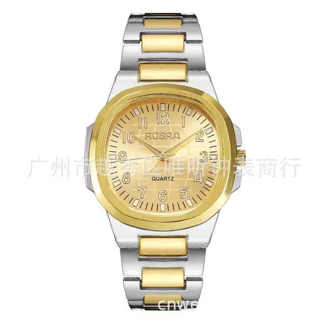 2023 ROSRA Men's Square Dial Quartz Watch Black Gold Strap - Image 8
