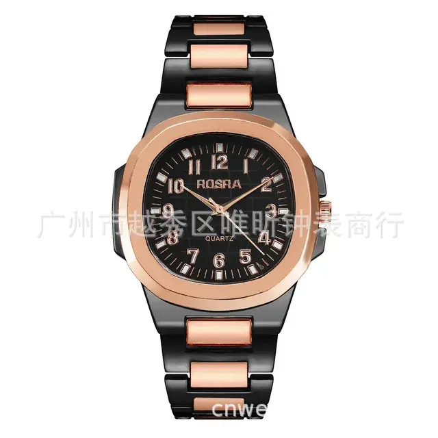 2023 ROSRA Men's Square Dial Quartz Watch Black Gold Strap - Image 12