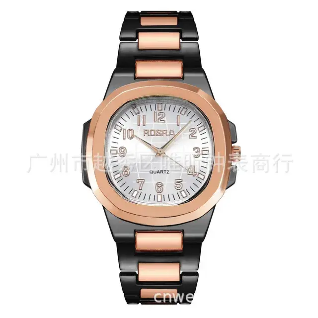 2023 ROSRA Men's Square Dial Quartz Watch Black Gold Strap - Image 13