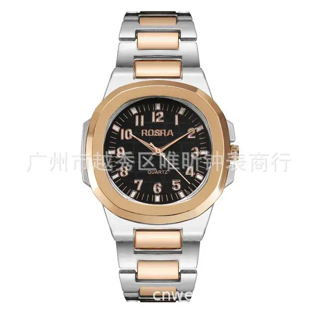 2023 ROSRA Men's Square Dial Quartz Watch Black Gold Strap - Image 23