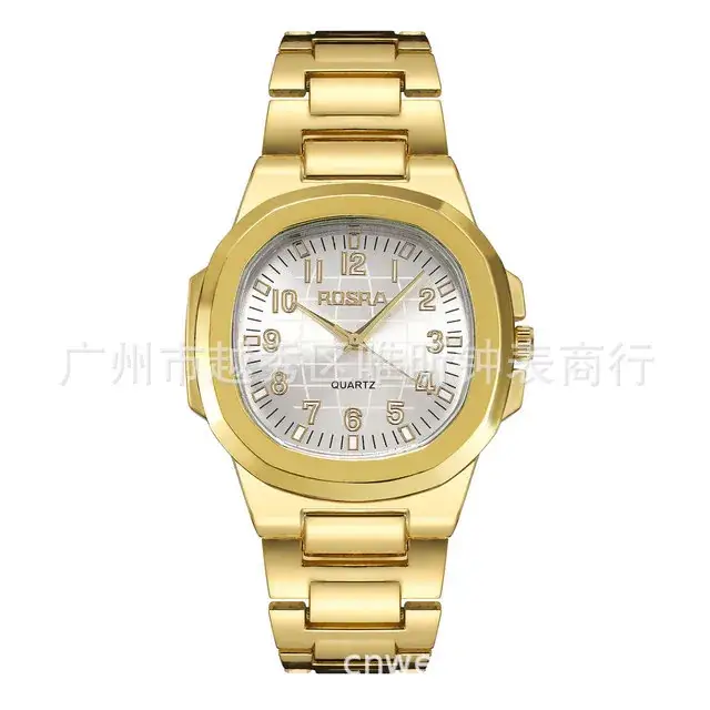2023 ROSRA Men's Square Dial Quartz Watch Black Gold Strap - Image 4