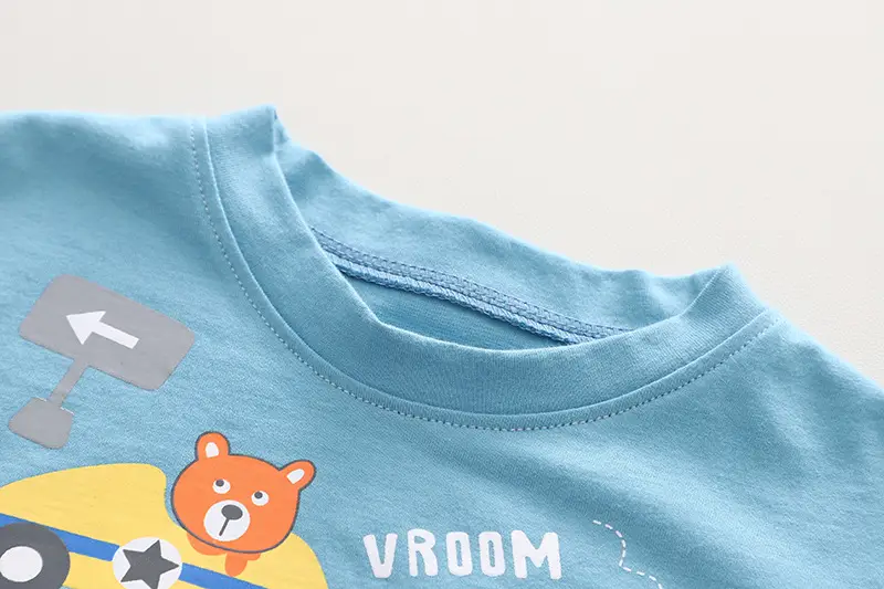 Summer Cartoon T-Shirt Shorts Set for Boys Blue Yellow — feature 6