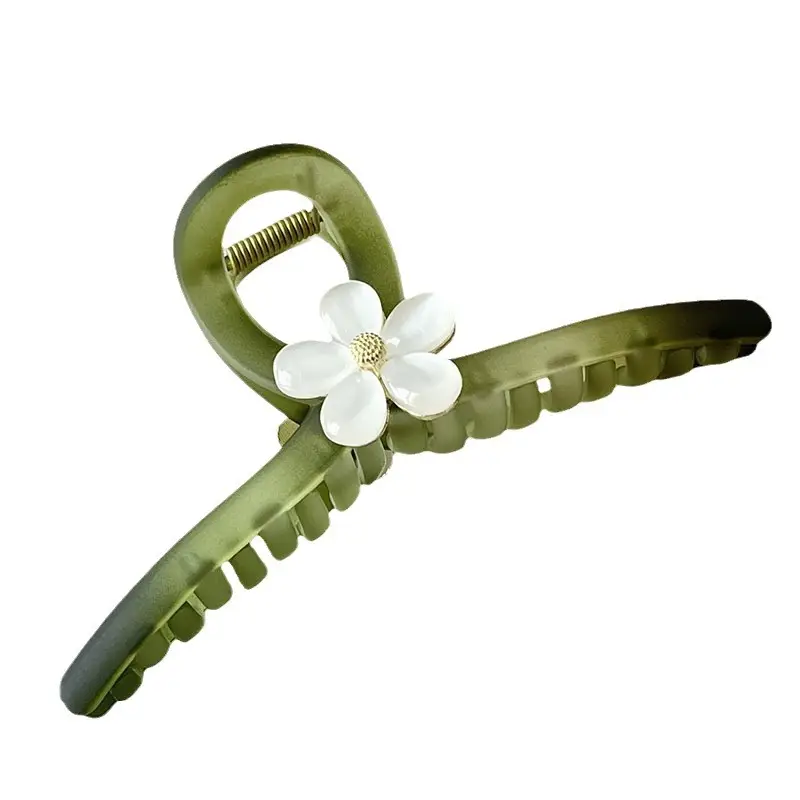 Frosted Cat's Eye Hair Clip with Flower Decor - Image 8
