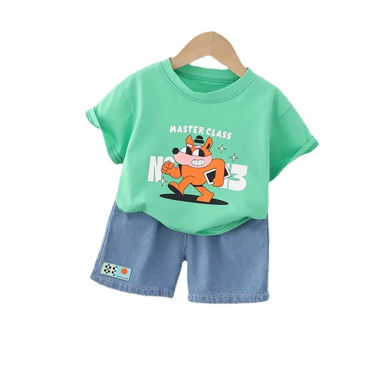 Summer Boys Yellow T-Shirt Blue Shorts Set - Image 6