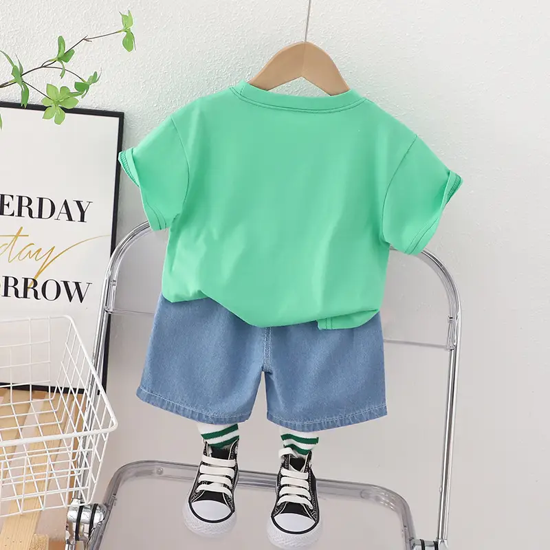 Summer Boys Yellow T-Shirt Blue Shorts Set — feature 4