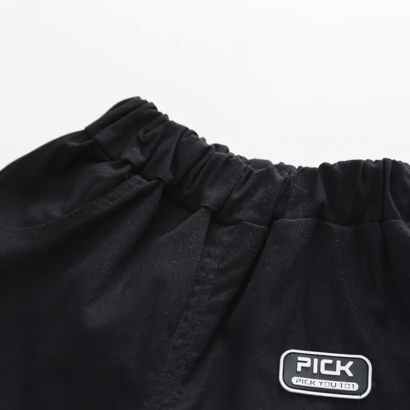 Black Polo Top with White Trim for Boys Shorts Set — feature 11