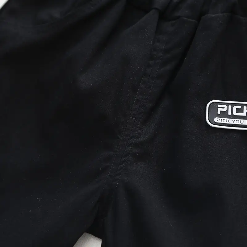 Black Polo Top with White Trim for Boys Shorts Set — feature 12