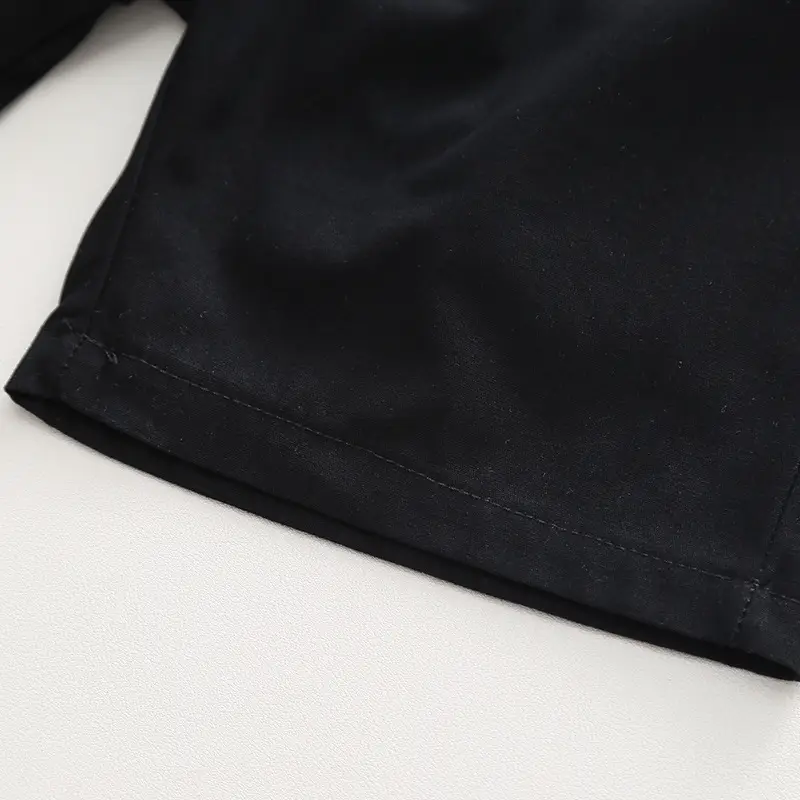 Black Polo Top with White Trim for Boys Shorts Set — feature 13