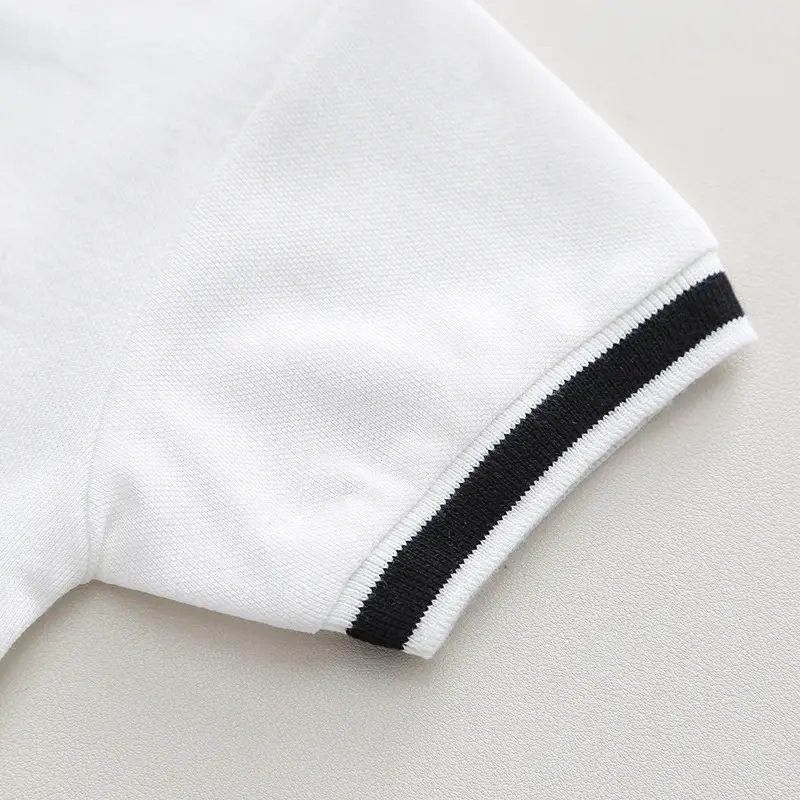 Black Polo Top with White Trim for Boys Shorts Set — feature 8