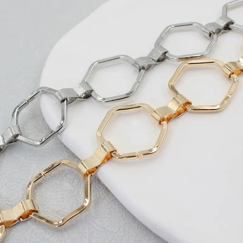 Silver Hexagonal Metal Waist Chain for Women - Image 6