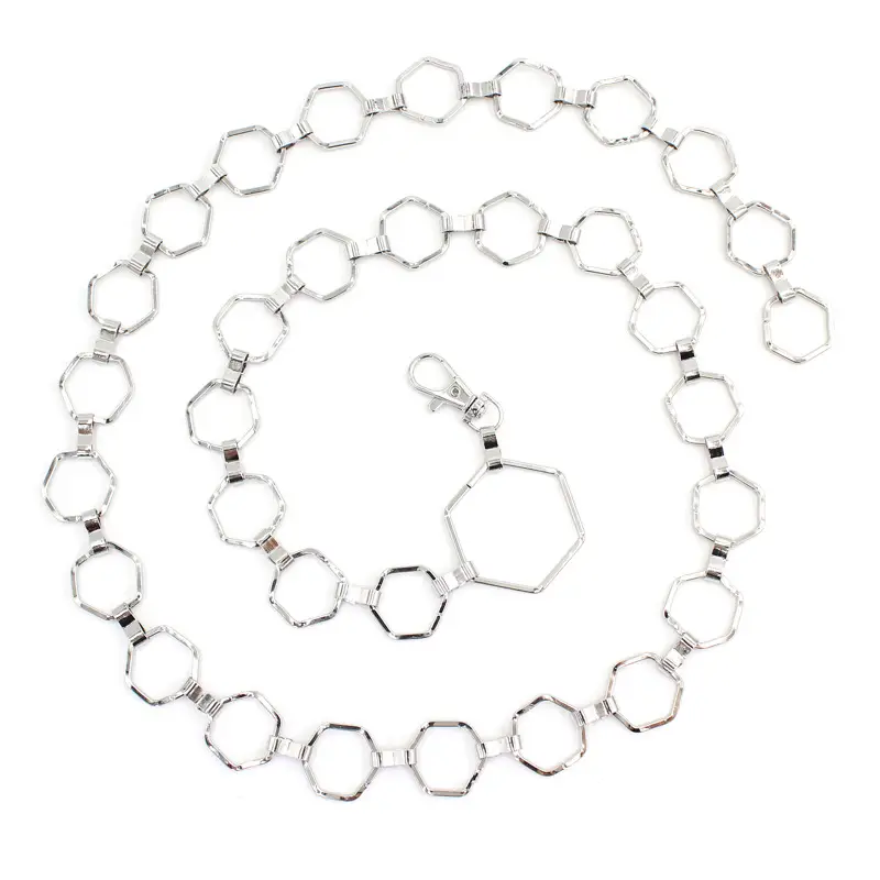 Silver Hexagonal Metal Waist Chain for Women - Image 7
