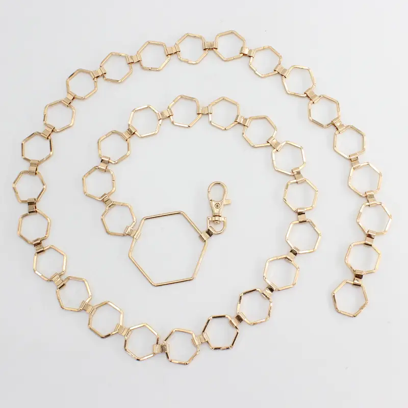Silver Hexagonal Metal Waist Chain for Women