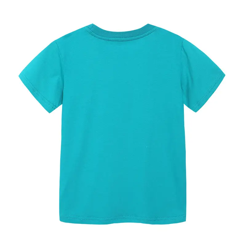 New Summer Knitted Cotton Boys T-Shirt Teal Round Neck - Image 3