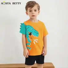 New Summer Knitted Cotton Boys T-Shirt Teal Round Neck â feature 5