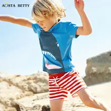New Summer Knitted Cotton Boys T-Shirt Teal Round Neck â feature 9