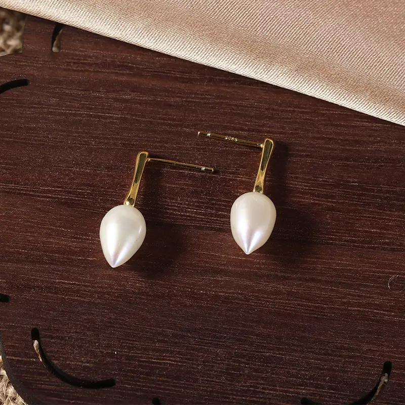 Drop Pearl Earrings Gold Plated S925 All Over - Image 3