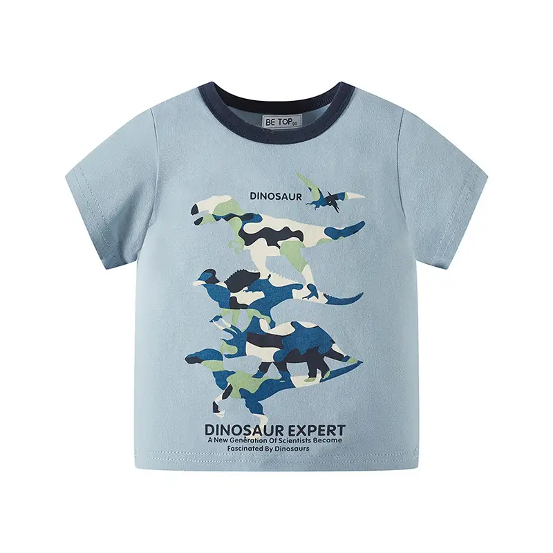 New Boys Dinosaur Expert T-Shirt Light Blue Pure Cotton - Image 2