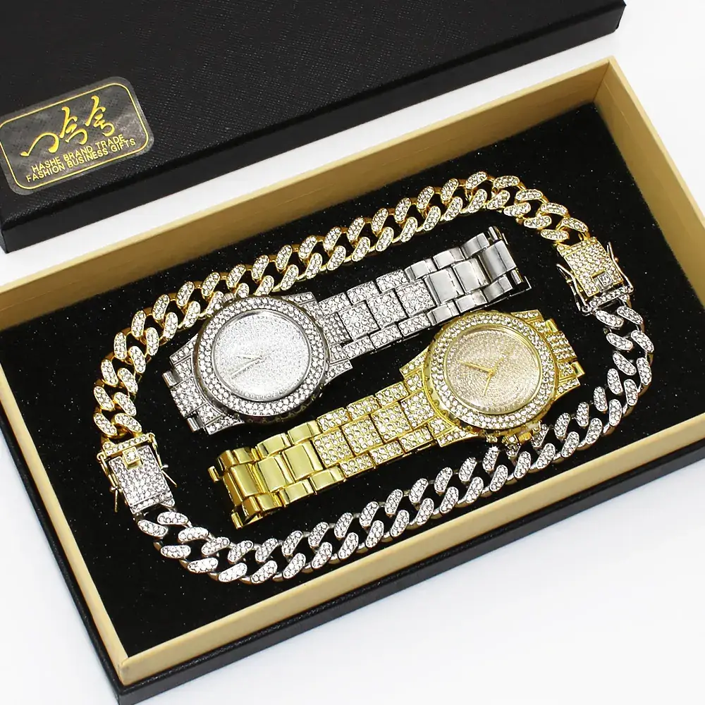 Gold Plated Women's 3-Piece Watch Set with Diamond Stones - Image 4
